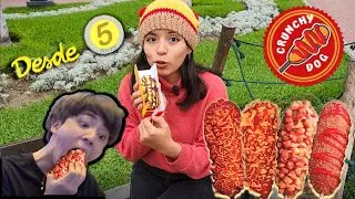 CRUNCHY DOG | PROBAMOS LOS FAMOSOS CORN DOGS DE LA ALAMEDA 28 DE JULIO | BANDERILLAS COREANAS 👌😋