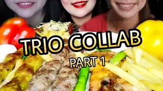 PART 1 |BACK TO BACK TRIO COLLAB @Lunch Break ASMR & @Abe Chan |EATING KEBABS |Snoor ASMR