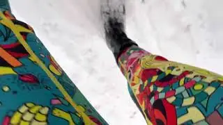 @trinamason wild free spirit woman running through the snow at whatcom falls December 25 2021 3:33pm
