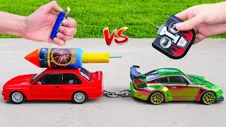 Experiment: RC Car vs Toy Car with Rocket