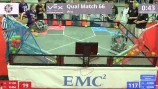 VEX Worlds 2016 - VRC High School - Arts - Qual 66 (6116D 9343A) 77 vs 209 (3285B 3536M)