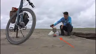 Riding my bike and cooking King Salmon on the beach!