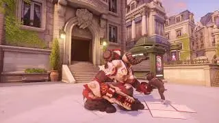 Orisa Puppy Emote with Demon Skin in-game (PS4)