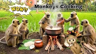 बंदरों ने मिलकर बनाई देसी चावल की खीर 😋😱Jungle Cooking