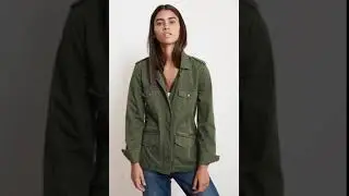 'Ruby' Khaki Green Army Jacket Velvet By Graham & Spencer