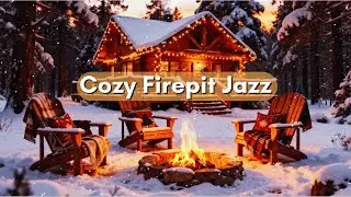Cozy Firepit | Snowy Jazz Ambience (1 hour)