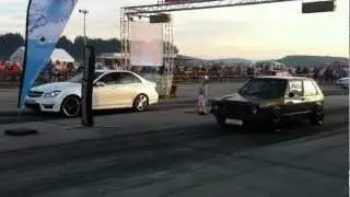Golf 1 Turbo vs Mercedes C63 AMG Tuning Summer Camp 2012