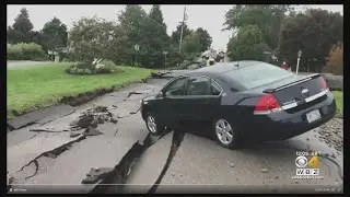 Flooding Causes Rhode Island Street To Crumble