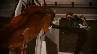 Commander Shepard Karate Kicks a Varren