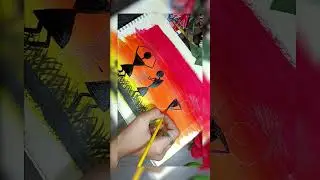 Warli Tribal Art Harvest Scene Painting 🎨🖌😍 | #Shorts #Drawing #TribalArt