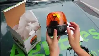 Rechargeable LED beacon light. Amber rotating beacon light with magnetic base.
