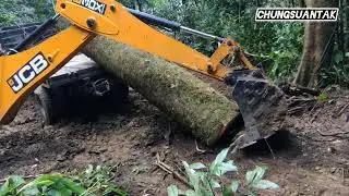 shaktiman (4x4) truck loading wood by JCB (4x4) . mongken Quarry....