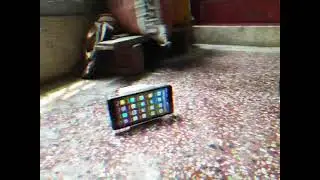 touch-screen CRT monitor durability test with stone
