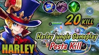 20 KILL! HARLEY JUNGLER BEST BUILD TERSAKIT | TOP 1 GLOBAL HARLEY - MOBILE LEGEND