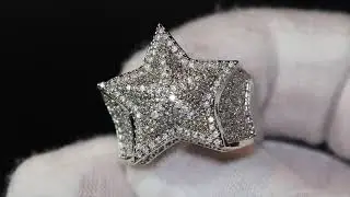 Iced out ring | Diamond Star Ring | Mens Iced Out Ring | Star Shaped ring | Iced Out Star Ring