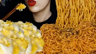 ASMR Eating Fried Egg, 2x spicy Noodles Mukbang |Spicy Noodles Challenge