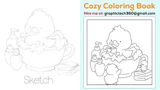 Cozy Coloring book illustration for kdp publishing business #drawing #art #coloringart #handdrawn