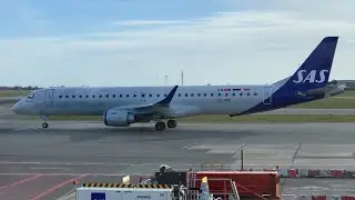 SAS Embraer E195 ( SE-RSK ) starting up and Taking off at Copenhagen Kastrup Airport