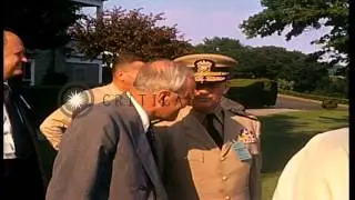 President Eisenhower and other dignitaries come out of the Summer White House at ...HD Stock Footage