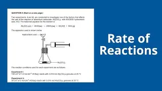 May/June 2021 Rate of Reactions Grade 12 Physical Science Past Exam Question