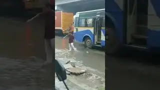 Old man fall 👇 down in Drainage /#rain