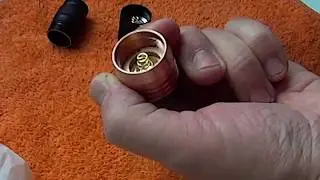 Astrolux S41 Nichia 219C x4 LED flashlight. Hard defects of carving of copper flashlight head.