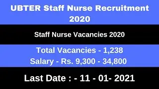 UBTER Staff Nurse Recruitment 2020 | Uttarakhand Staff Nurse Vacancy 2020 | UBTER Staff Nurse 2020