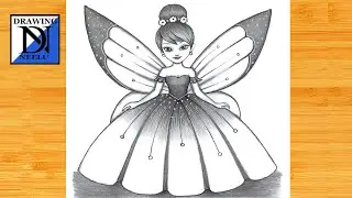 How to draw a Little Girl Butterfly wings || Pencil sketch for beginner || Girl drawing || Drawing