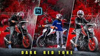 Easy Dark Red Tone Photo Editing Photoshop Tutorial in Hindi
