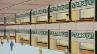 All the stores in the mall becomes Starbucks - from Simpsons S09E19