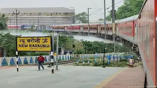 न्यू बरौनी स्टेशन से निकलकर खूबसूरती से गोल घूमते हुए निकली जोधपुर एक्सप्रेस।