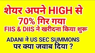 शेयर अपने HIGH से 70% गिर गया , FIIS &DIIS ने खरीदना किया शुरू , ADANI ने US SEC SUMMONS जवाब.
