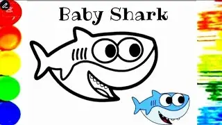 Baby Shark Drawing Vs 🦈 real shark step by step for kids& beginners # baby&daddy shark#drawing #easy