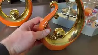 Glossy Orange and Gold Decor Ceramic Statue, Modern Abstract Art Luxury Centerpiece Review