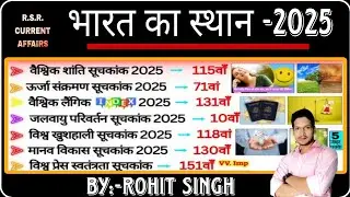 🇨🇮Latest Report & Index 2025 |SSCCGL 2025 |Current Affairs |BY:-ROHIT SINGH |R.S.R. HOT TRICK