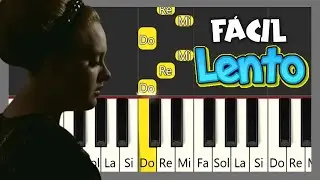 Adele - Rolling in the Deep - EASY PIANO TUTORIAL - TUTORIAL PIANO FÁCIL Lento