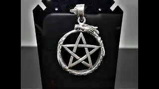 Pentagram Pendant Ouroboros Dragon Eating its Tail STERLING SILVER