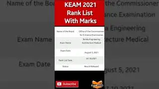 KEAM Rank List 2021 Link OUT #Keamranklist2021 #KeamRankwithmarks #Shorts #keralanews