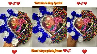 DIY Heart Photo Frame ||Heart Shape photo frame ldea||Making at Home||Valentine's special❤💞