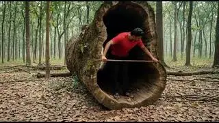 Primitive Shelter in a Remote Forest (8K)| Wild Herb Survival Cooking