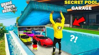 GTA V :Franklin&Shinchan😱Unlocked The Most Secret Pool🌊 Garage In His Swimming Pool GTA 5 Telugu
