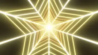 Flying Inside Shiny Bright Star Shape Endless Neon Glowing 3D Tunnel 4K DJ Visuals Loop Background