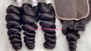 Diamond Virgin Hair Loose Wave Bundle Deals 100% Virgin Human Hair#bundledeals