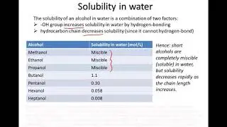 Alcohols: solubility and solvent polarity | Organic molecules | meriSTEM