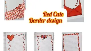 5 Red cute Border design l assignment Border design l project work design for school  competition 