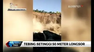 Detik-detik Tebing 50 Meter Longsor di Area Tambang Lereng Merapi