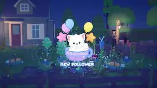 Cute Fluffy Kitty Animated Twitch Overlay Alerts (Total 6)
