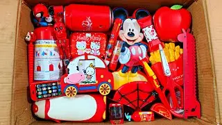 Unboxing Red Spiderman Stationery📚, Ruler, Notepad, Pencil Box, Eraser, Sharpener, Piggy Bank, Pouch