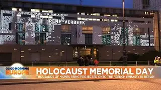 Holocaust memorial day: thousands of names being projected onto the French Embassy in Berlin