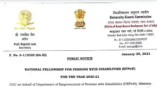 NATIONAL FELLOWSHIP (NFPwD)-2020-21 (Last Date - 15/02/2021)